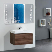 Rectangle Smart LED Illuminated Bathroom Mirror with Clock Bathroom Mirrors Living and Home 