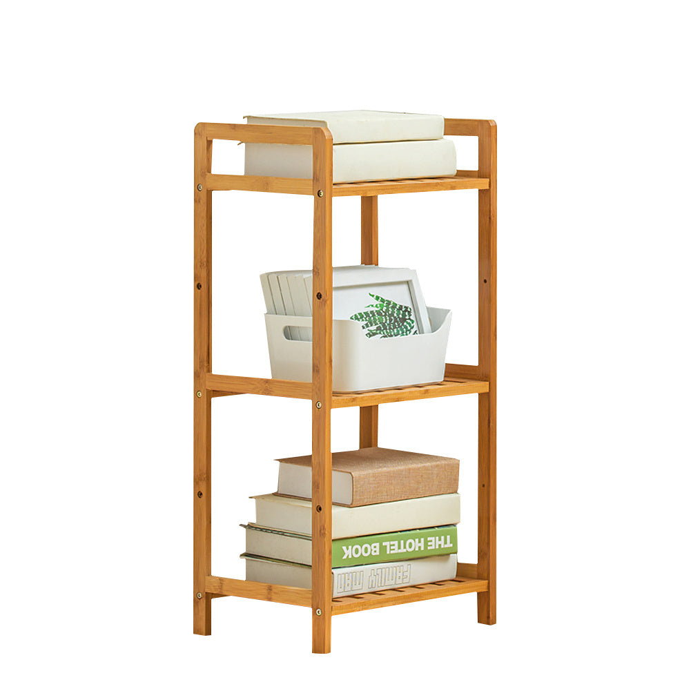 Tiered Bamboo Wood Book Storage Shelf