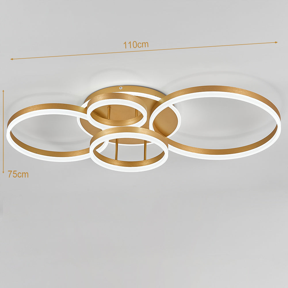 3/5 Circles LED Ceiling Light with Modern Gold FInish, Dimmable/Non-Dimmable Ceiling Lights Living and Home 