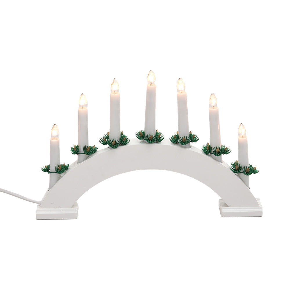 Arched Wooden Candle Bridge with 7 LED Lights Christmas Room Decor