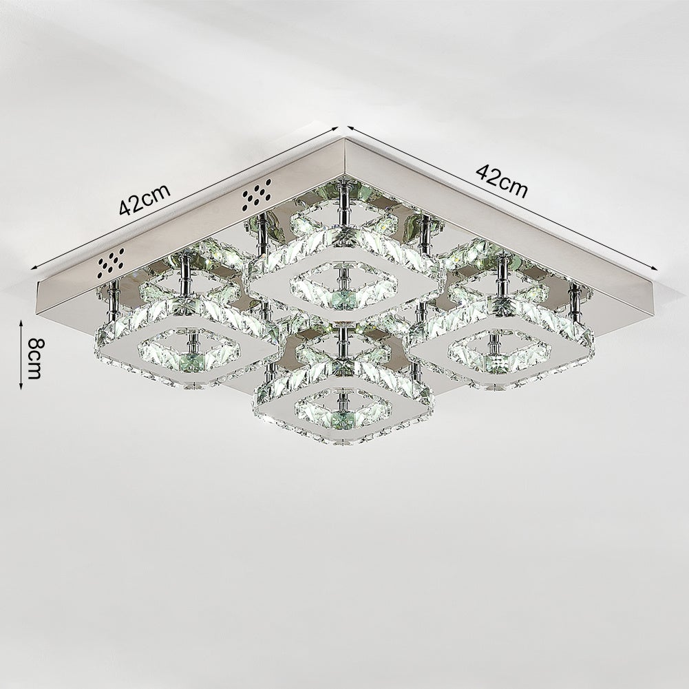 Square LED Ceiling Light with Crystal Heads Ceiling Light Living and Home 