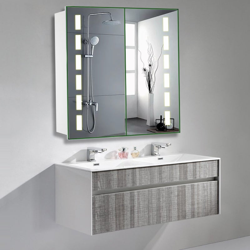 Rectangle Double Door LED Bathroom Mirror Cabinet Bathroom Mirror Cabinets Living and Home 