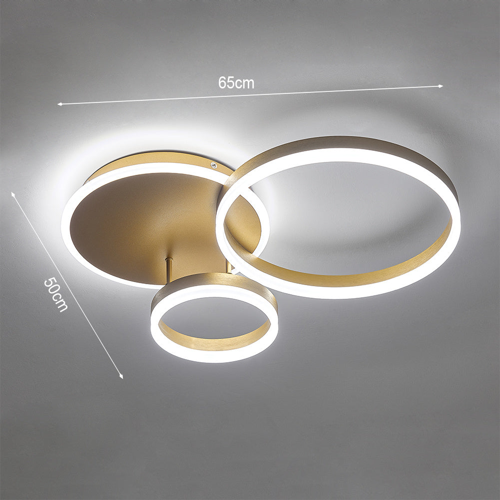 3/5 Circles LED Ceiling Light with Modern Gold FInish, Dimmable/Non-Dimmable Ceiling Lights Living and Home 