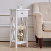 Top Open End Table Classic Side Table for Living Room and Bedroom End Table Living and Home W 27 x L 27 x H 66 cm White 