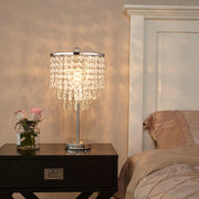 Elegant Bedside Table Lamp with 3 Layered Crystal Drops Bedside Light Living and Home 