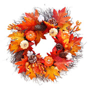 Autumnal Halloween Thanksgiving Door Decorative Wreath Maple Pumpkin