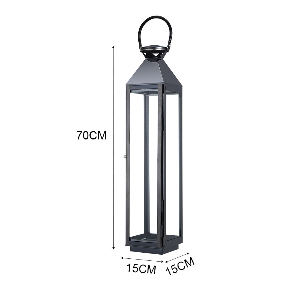 Black old Decorative Lanterns Stainless Steel Candle Lanterns Outdoor Lighting Living and Home Bright black 15*15*70 