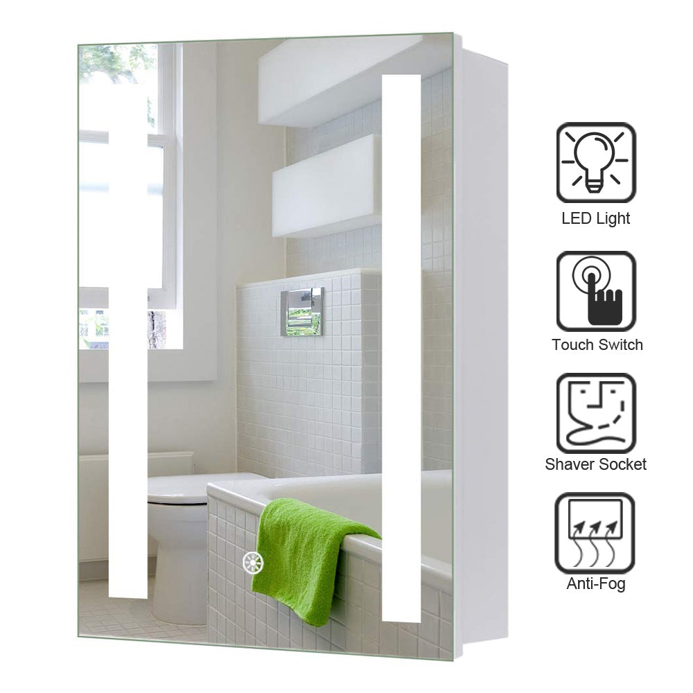 Rectangle LED Illuminated Bathroom Mirror Cabinet (23.62Inch) Bathroom Mirror Cabinets Living and Home 